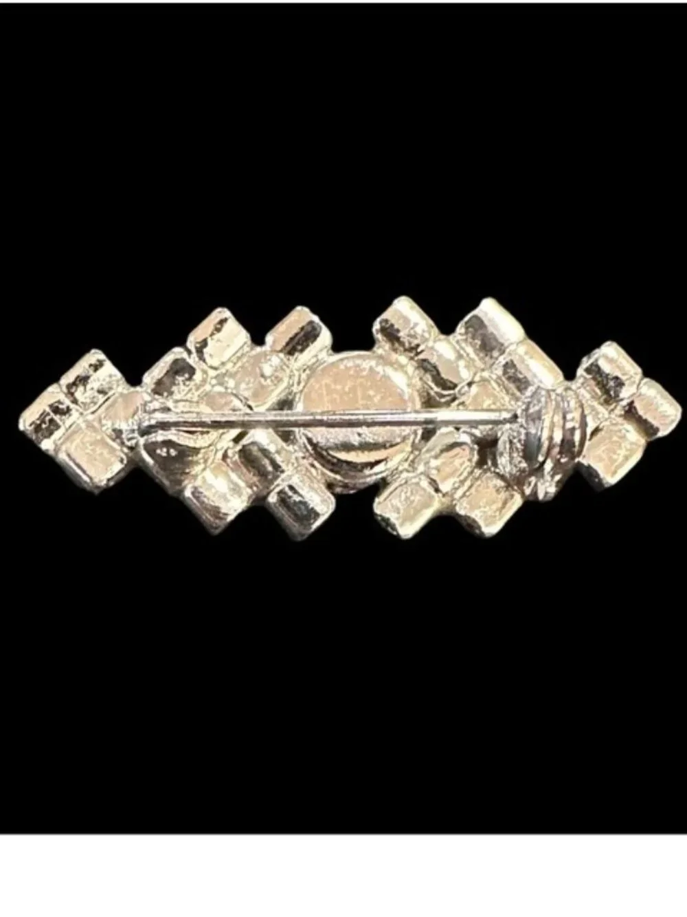 Vintage Brooch Silver Tone Sparkling Rhinestone Prong Set Costume Jewelry
